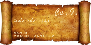Csákó Ida névjegykártya