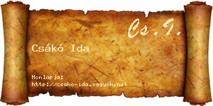 Csákó Ida névjegykártya